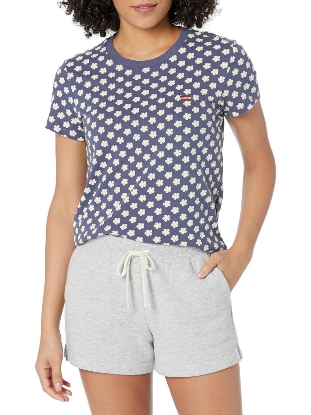 Levis Womens Floral Print Navy Tee XL Cotton Casual Style